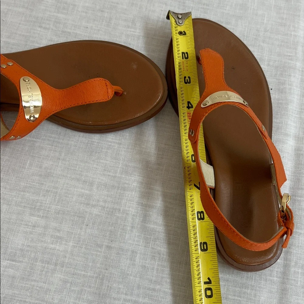 🌞 Michael Kors T-Strap Sandals in Tangerine with Gold Plate women 6.5